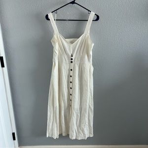 White Linen Midi Dress